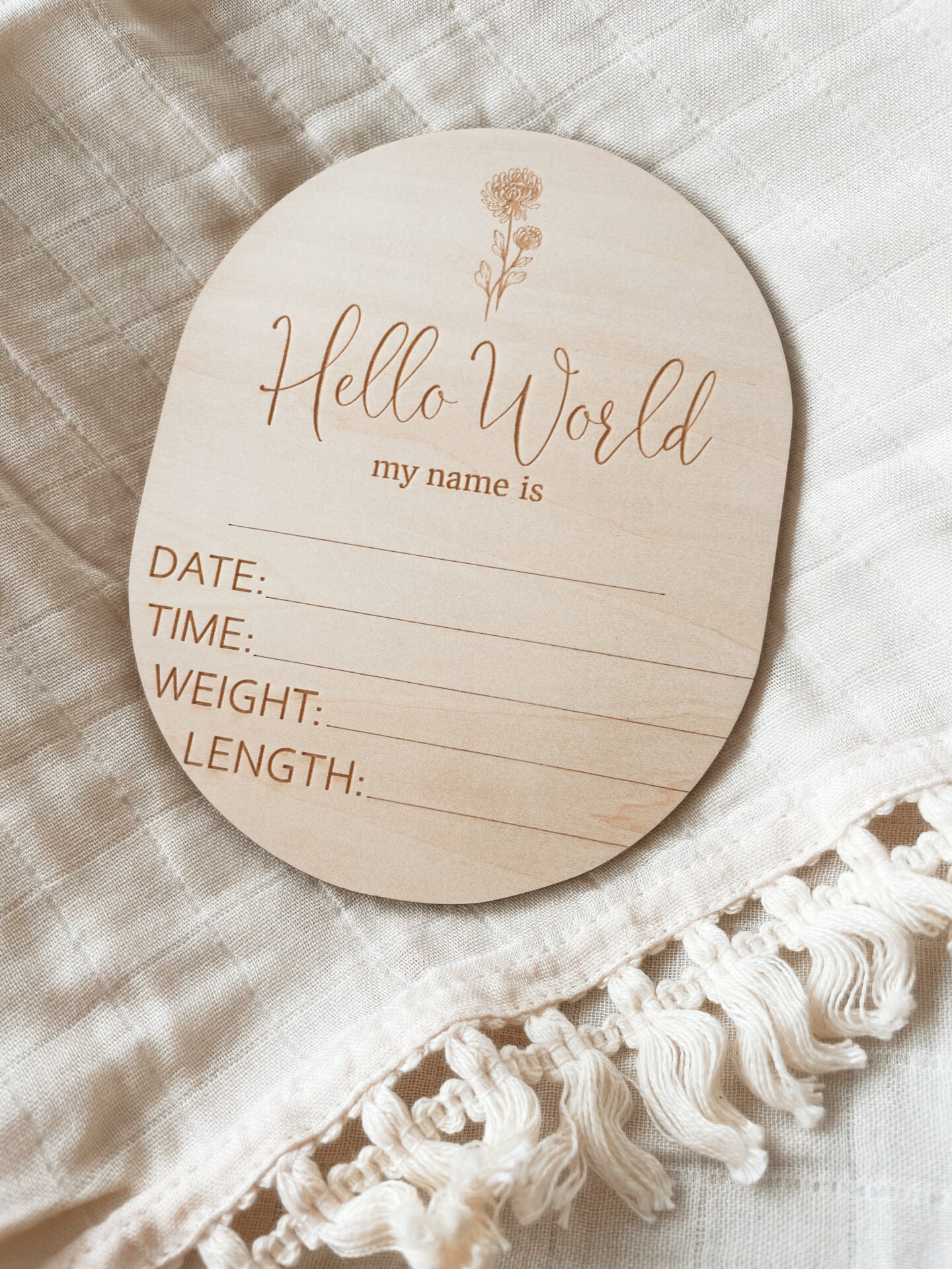 Hello World Birth Flower Announcement Disc