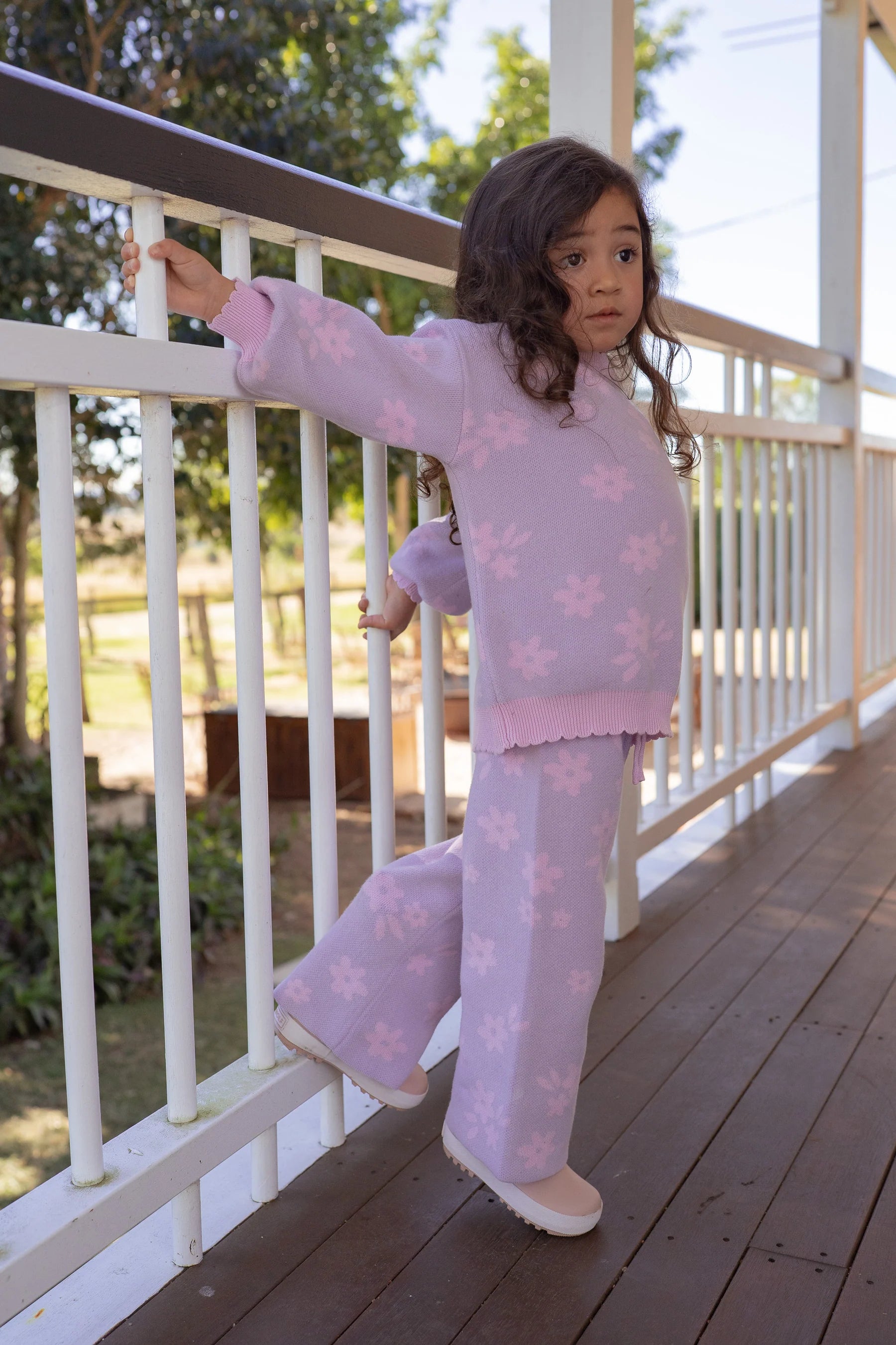 Little and Fern | Daisy Floral Pastel Lilac Knit Set
