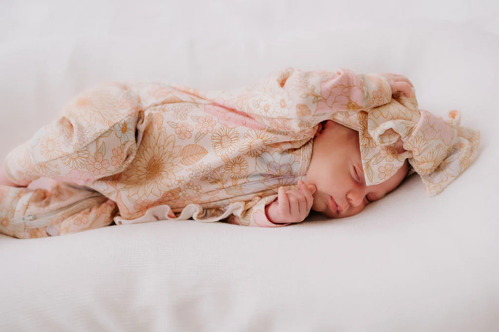 Little and Fern | Pastel Bloom Frill Zip Romper