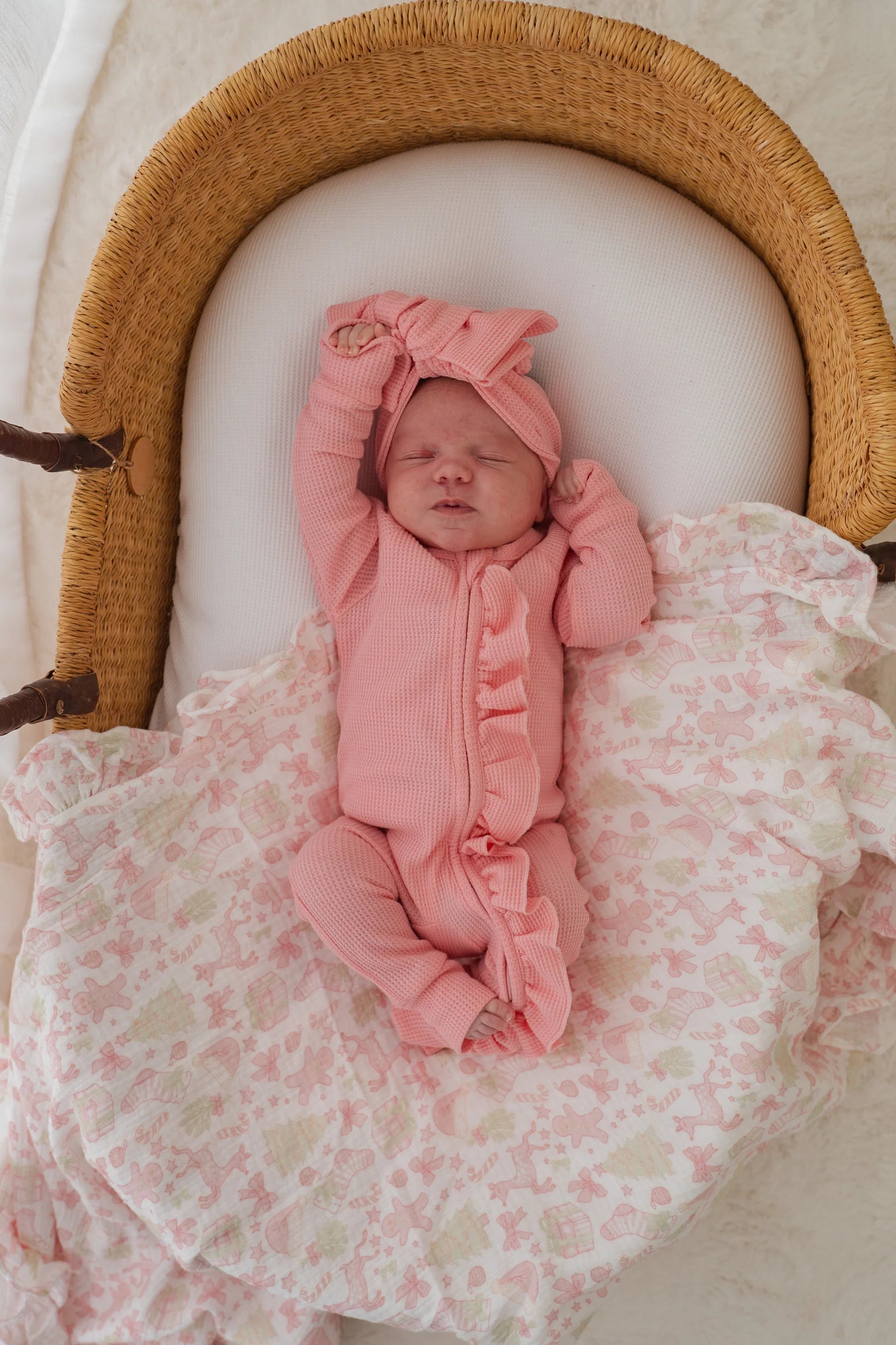 Little and Fern | Peony Frill Zip Romper