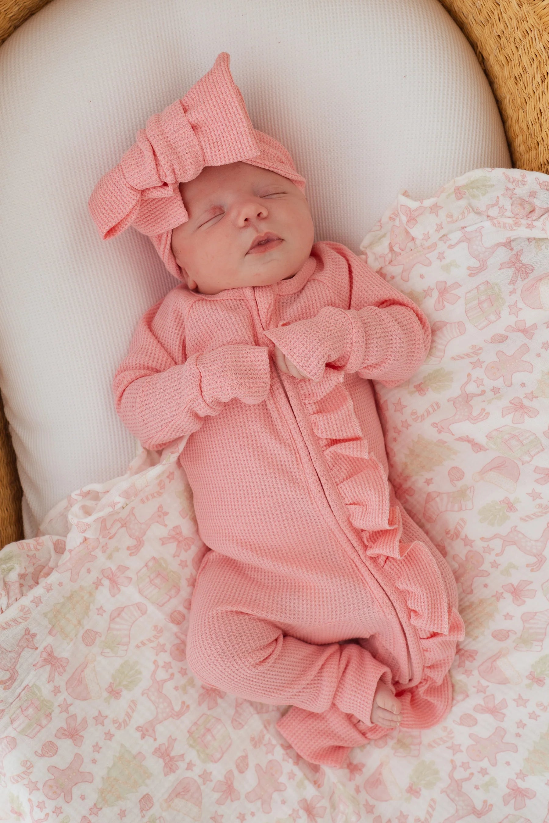 Little and Fern | Peony Frill Zip Romper