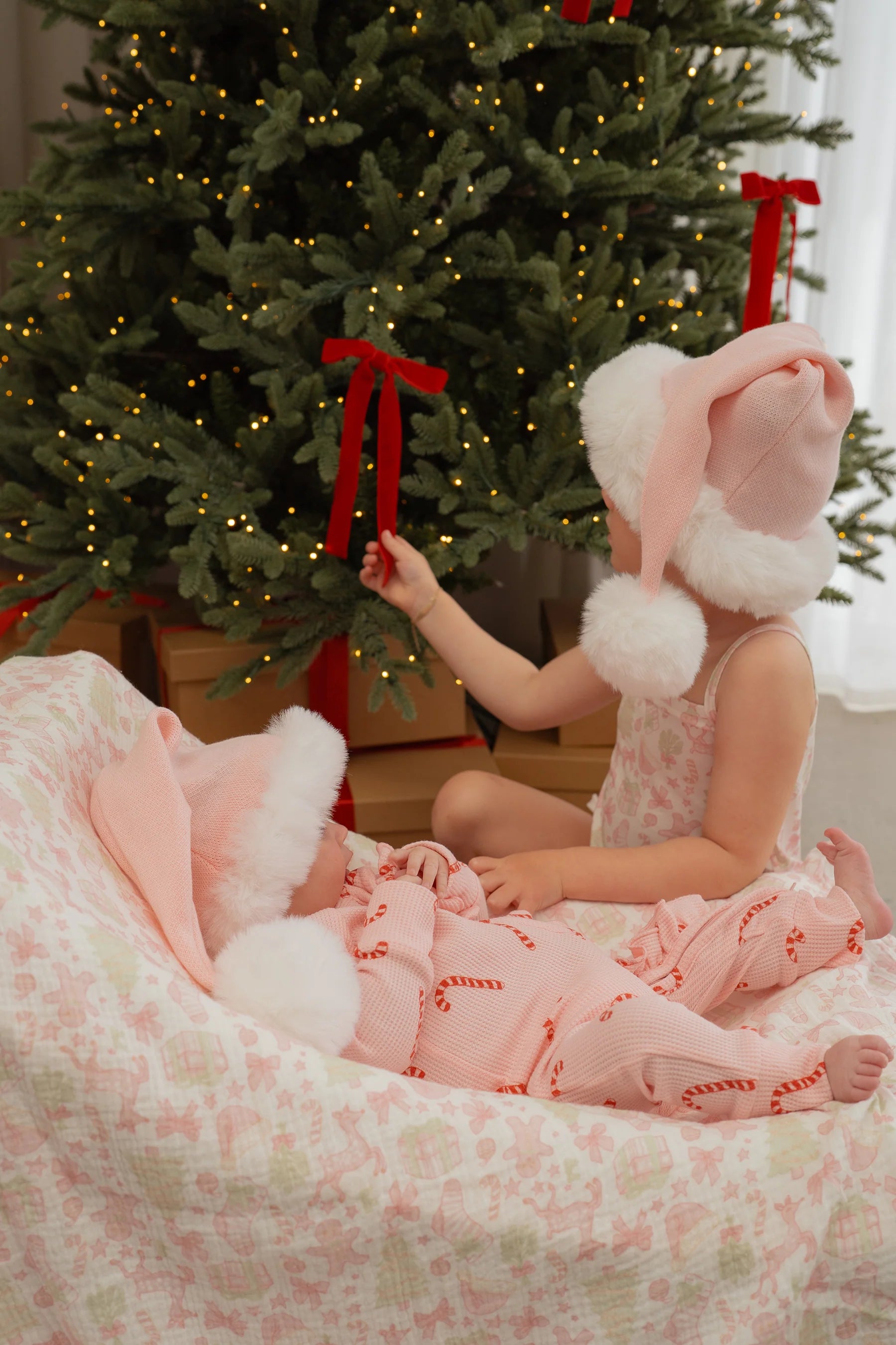 Little and Fern | Red Bows Frill Zip Romper