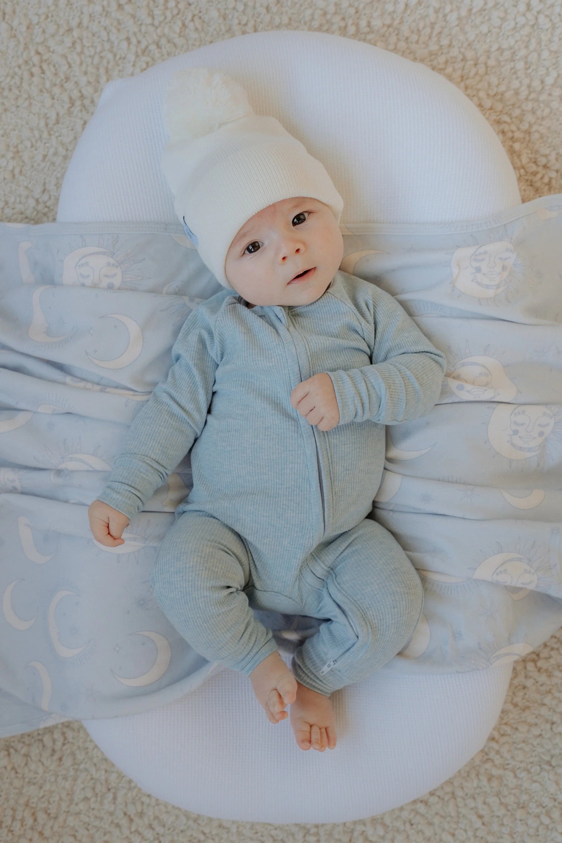 Little and Fern | Blue Marle Zip Romper
