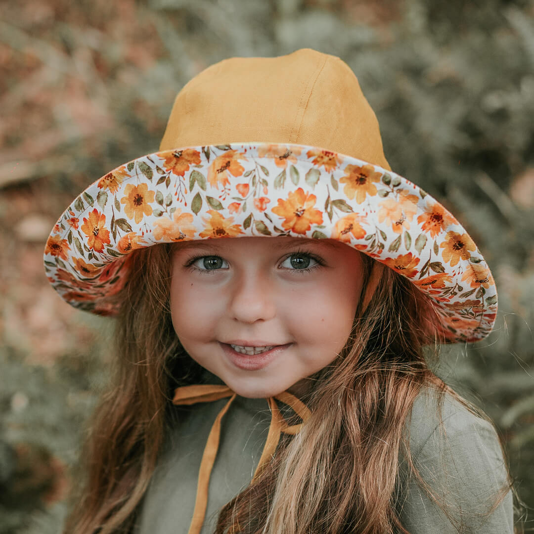 Bedhead Hats | Margaret / Maize 'Sightseer' Girls Wide-Brimmed Sun Bonnet