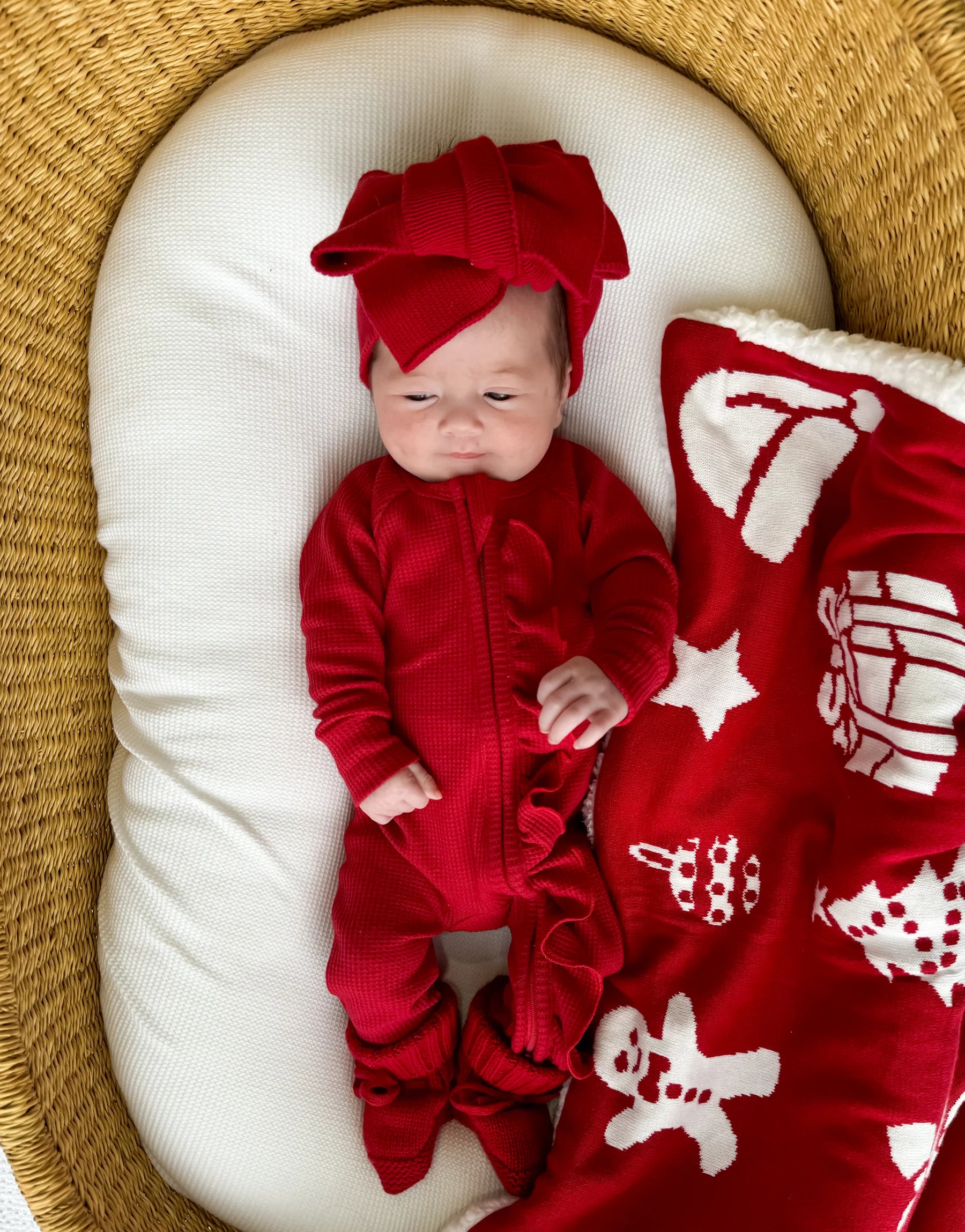 Little & Fern | Rudolph Waffle Frill Zip Romper