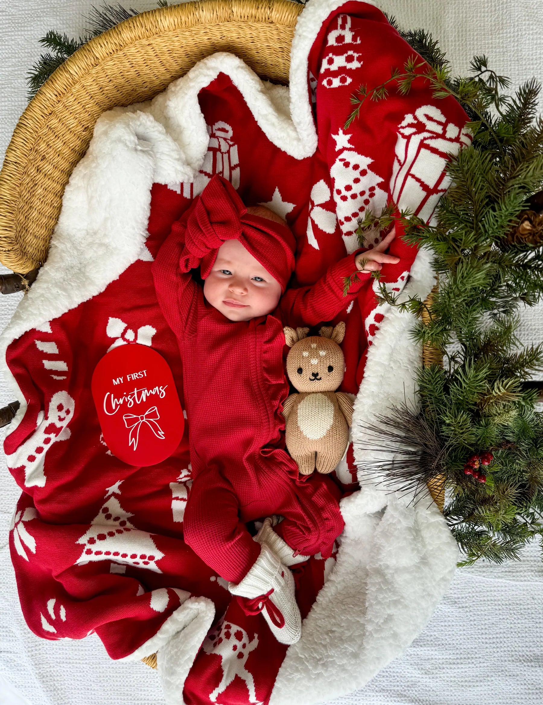 Little & Fern | Rudolph Waffle Zip Romper