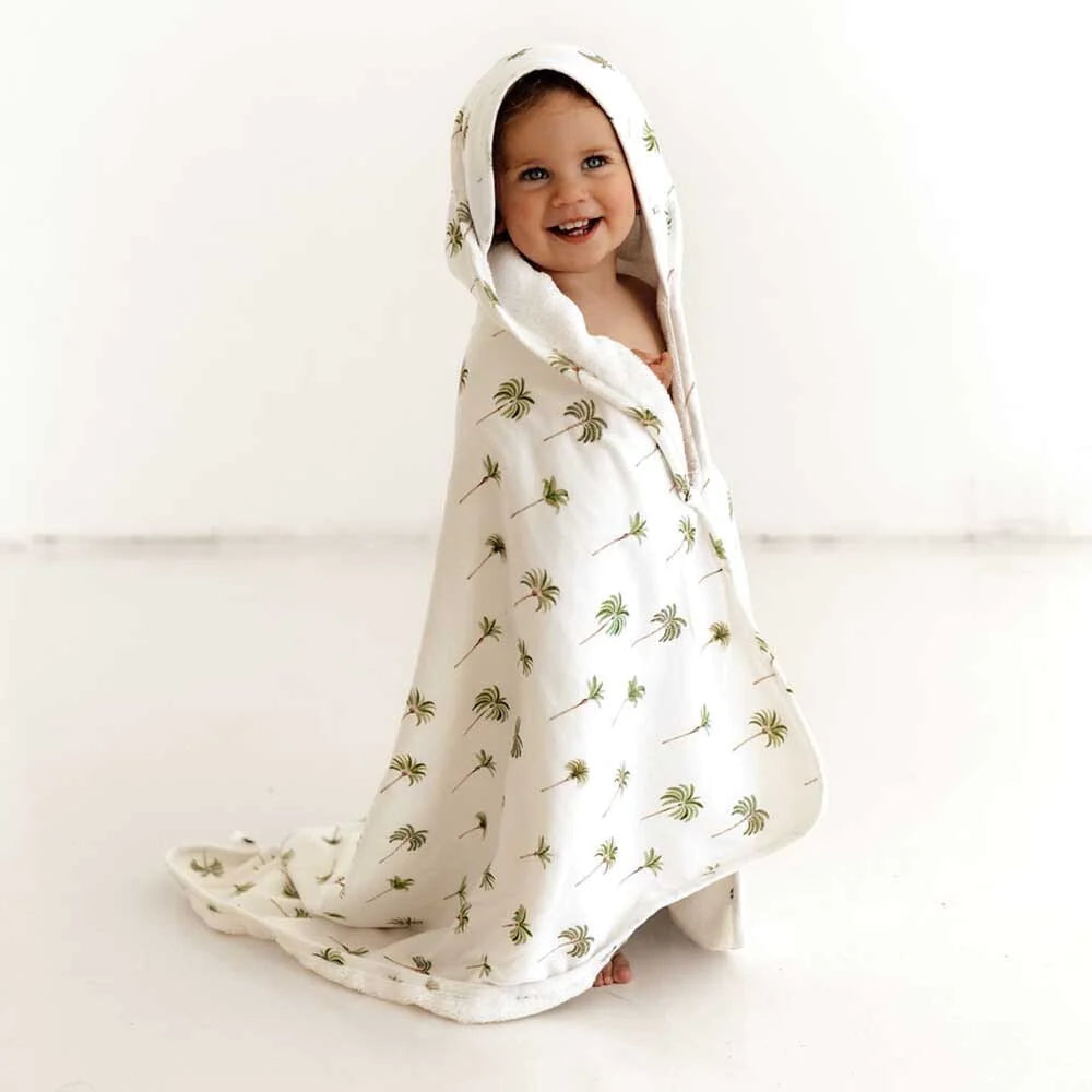 Snuggle Hunny Kids Organic Hooded Baby Towel | Green Palm