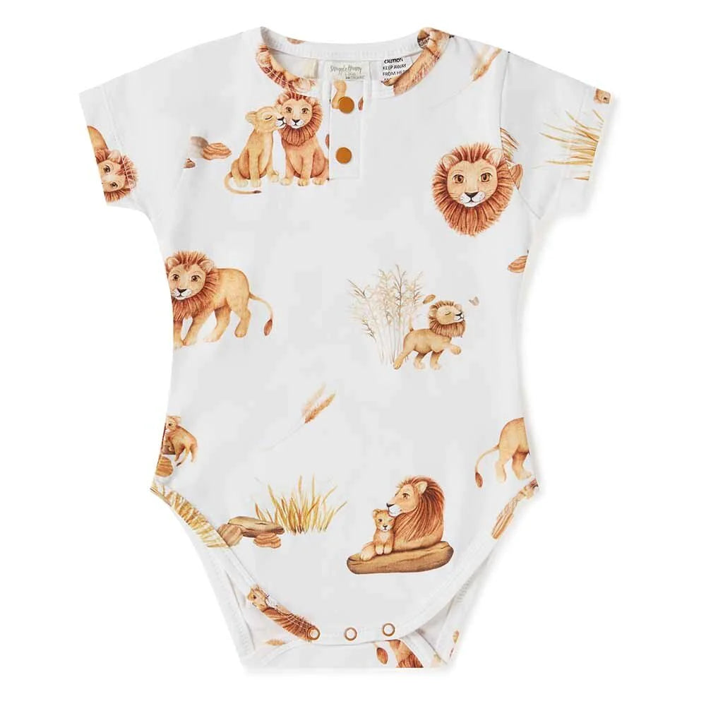 Snuggle Hunny Kids Organic Short Sleeve Bodysuit | Lion