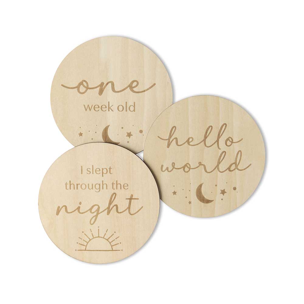 Snuggle Hunny Kids | Sun and Moon Wooden Milestone Cards