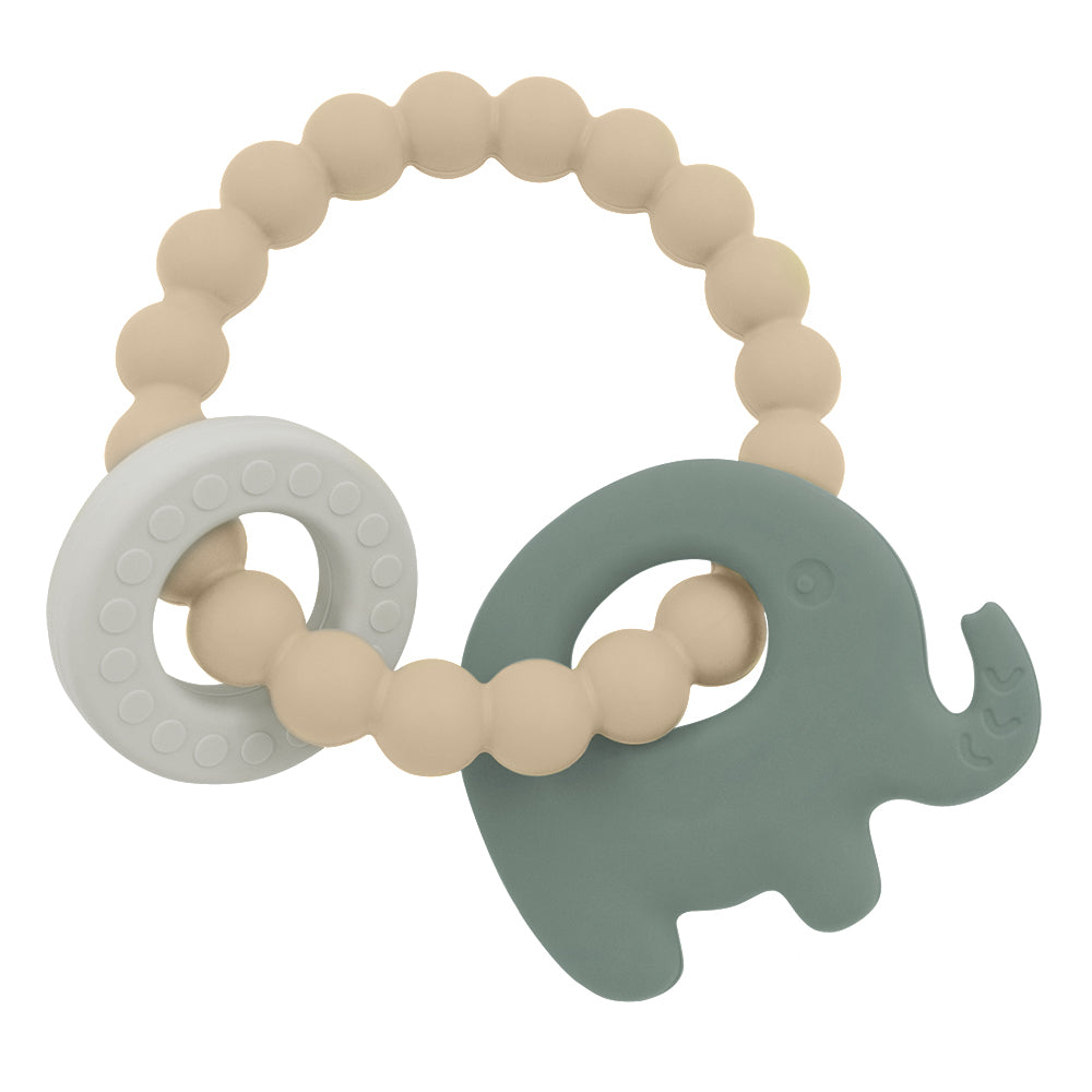 Living Textiles Silicone Elephant Teether | Sage