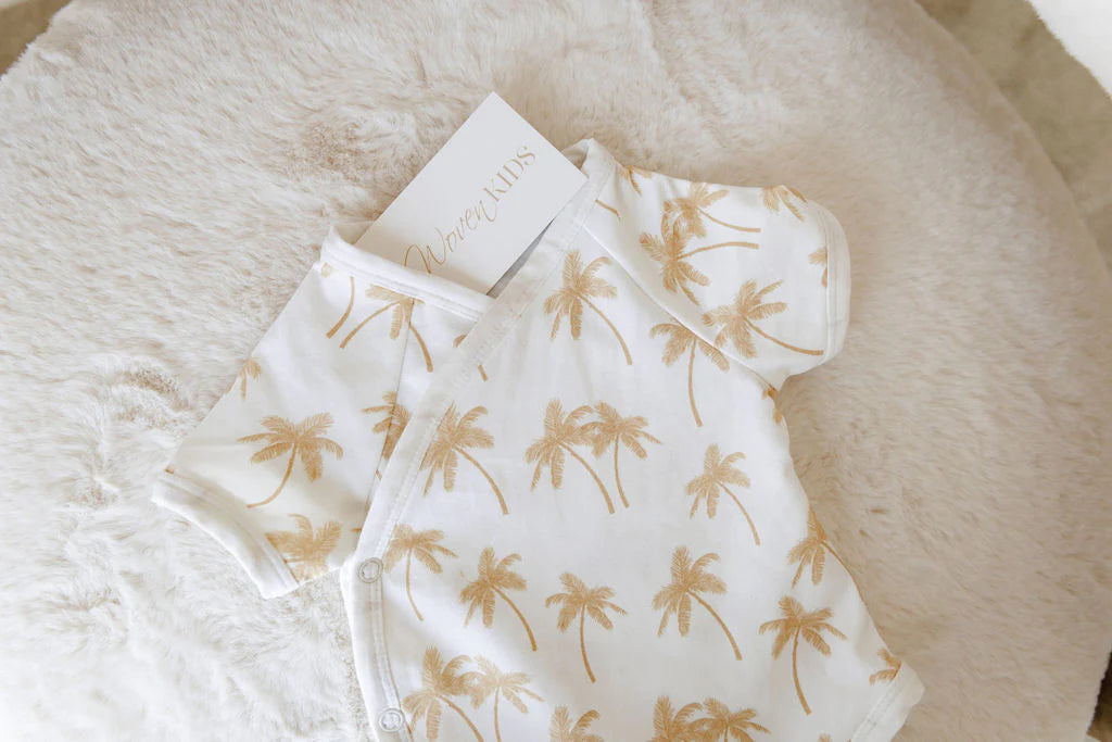 Woven Kids Palm Tree Short Sleeved Kimono