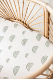 Kiin Organic Cotton & Bamboo Change Pad/ Bassinet Fitted Sheet | Rainbow - Ivory/ Sage