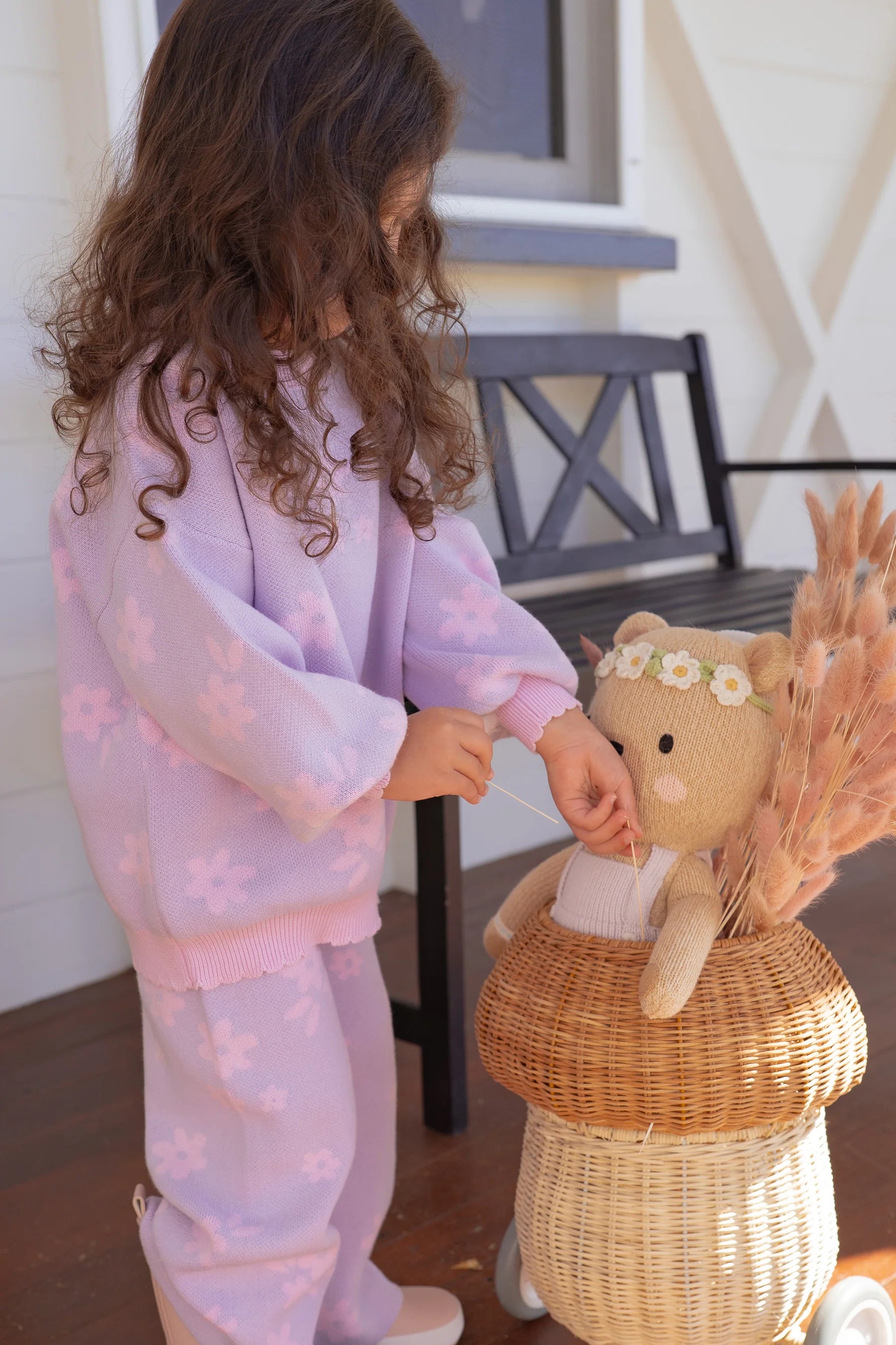 Little and Fern | Daisy Floral Pastel Lilac Knit Set