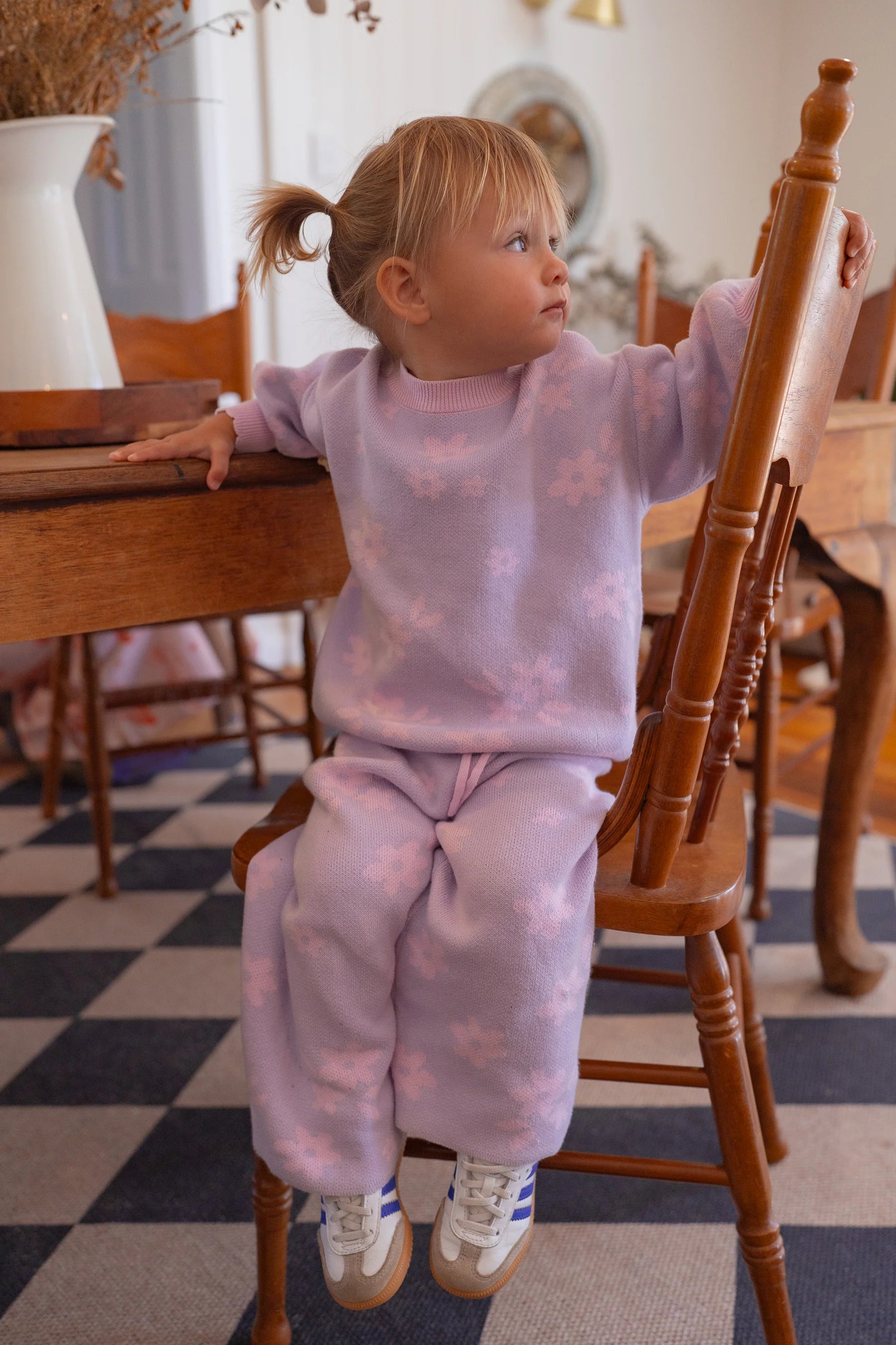 Little and Fern | Daisy Floral Pastel Lilac Knit Set