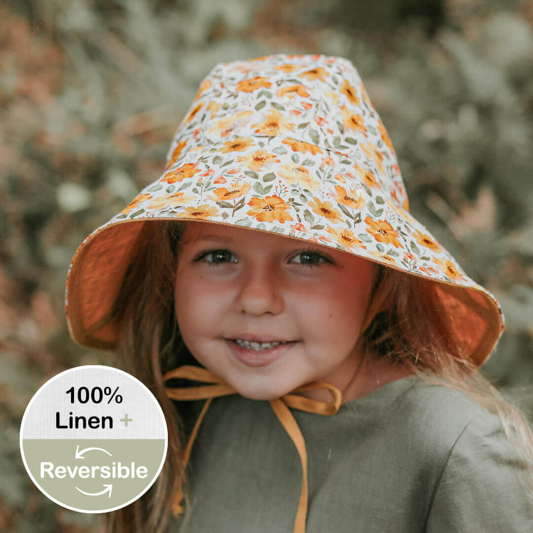 Bedhead Hats | Margaret / Maize 'Sightseer' Girls Wide-Brimmed Sun Bonnet