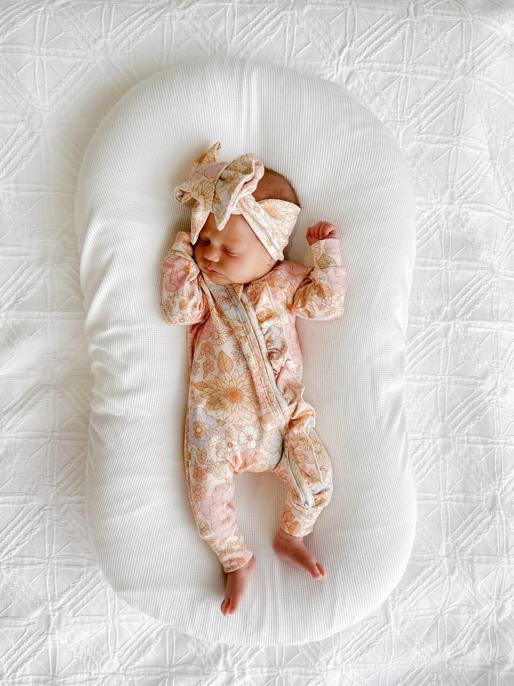 Little and Fern | Pastel Bloom Frill Zip Romper