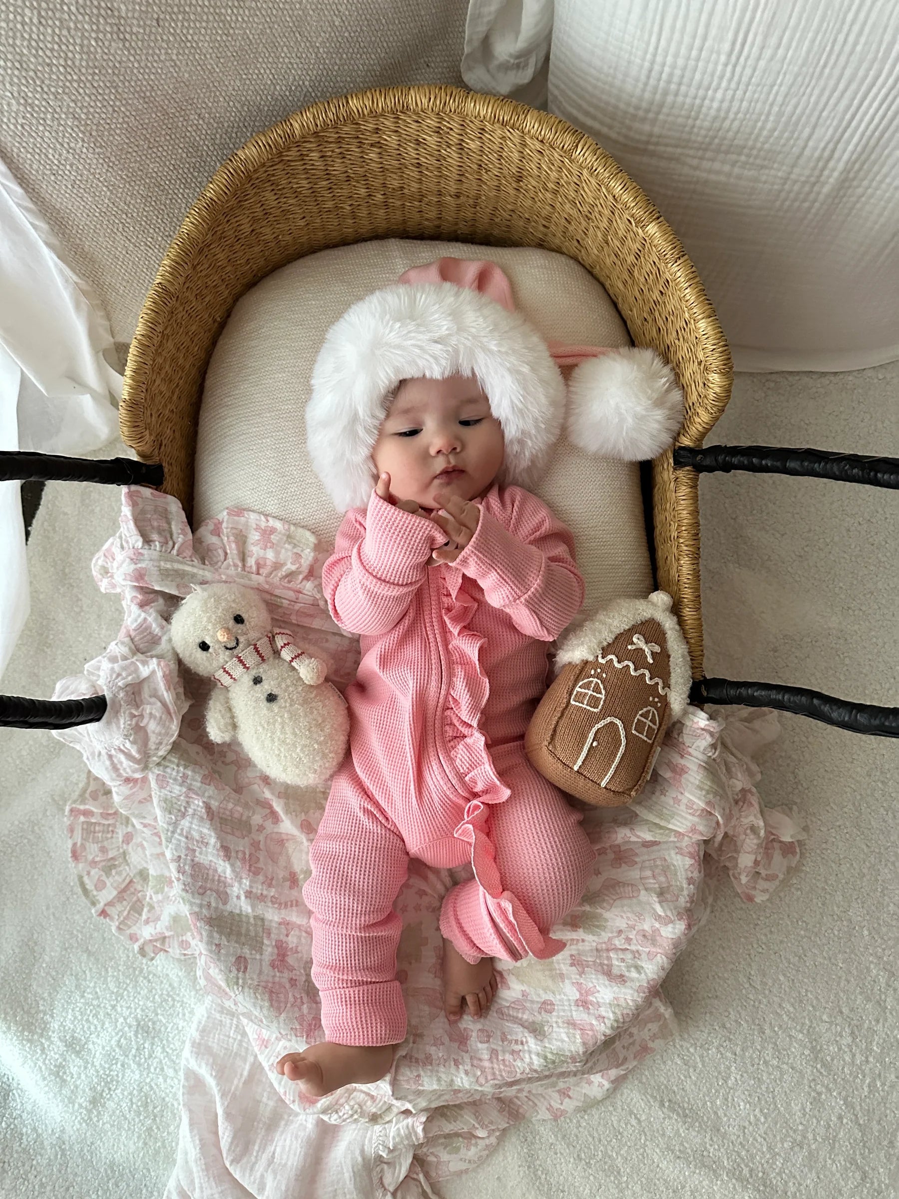 Little and Fern | Peony Frill Zip Romper