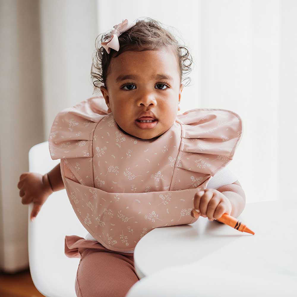 Snuggle Hunny Kids Frill Snuggle Bib | Dusty Rose Flower