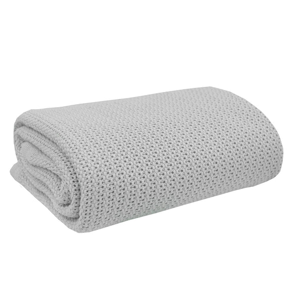 Living Textiles 100% Organic Cotton Bassinet Cellular Blanket | Grey