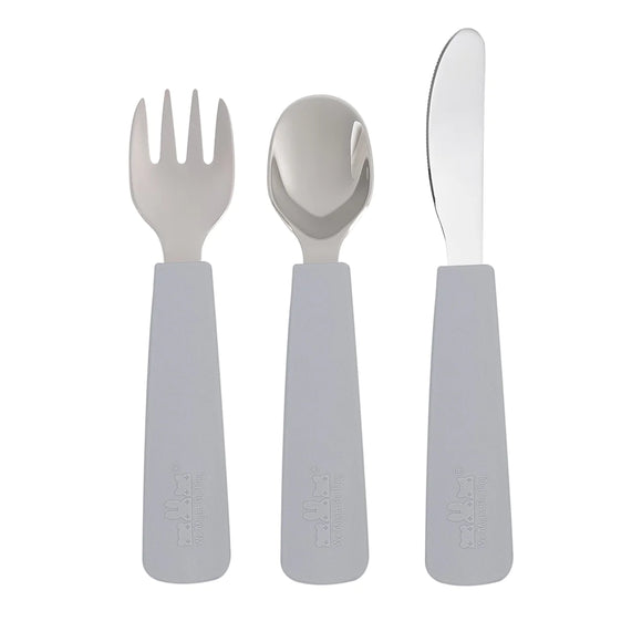 We Might Be Tiny Toddler Feedie Cutlery Set | Grey