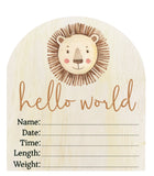 Timber Tinkers | Hello World Lion Wooden Arch Birth Disc