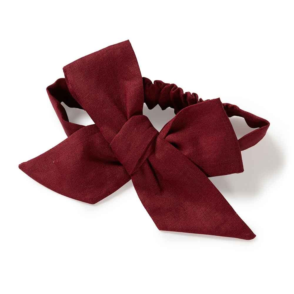 Snuggle Hunny Kids Burgundy Linen Bow