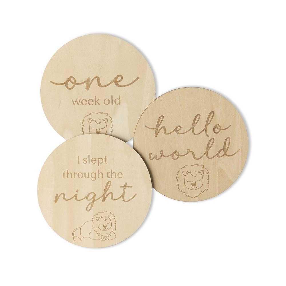 Snuggle Hunny Kids | Lion Wooden Milestone Cards