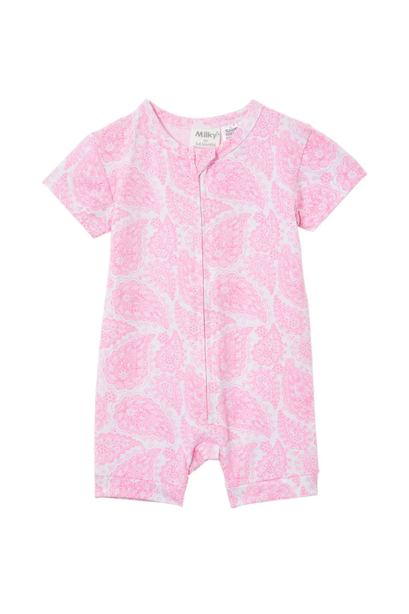 Milky Clothing Pink Paisley Romper