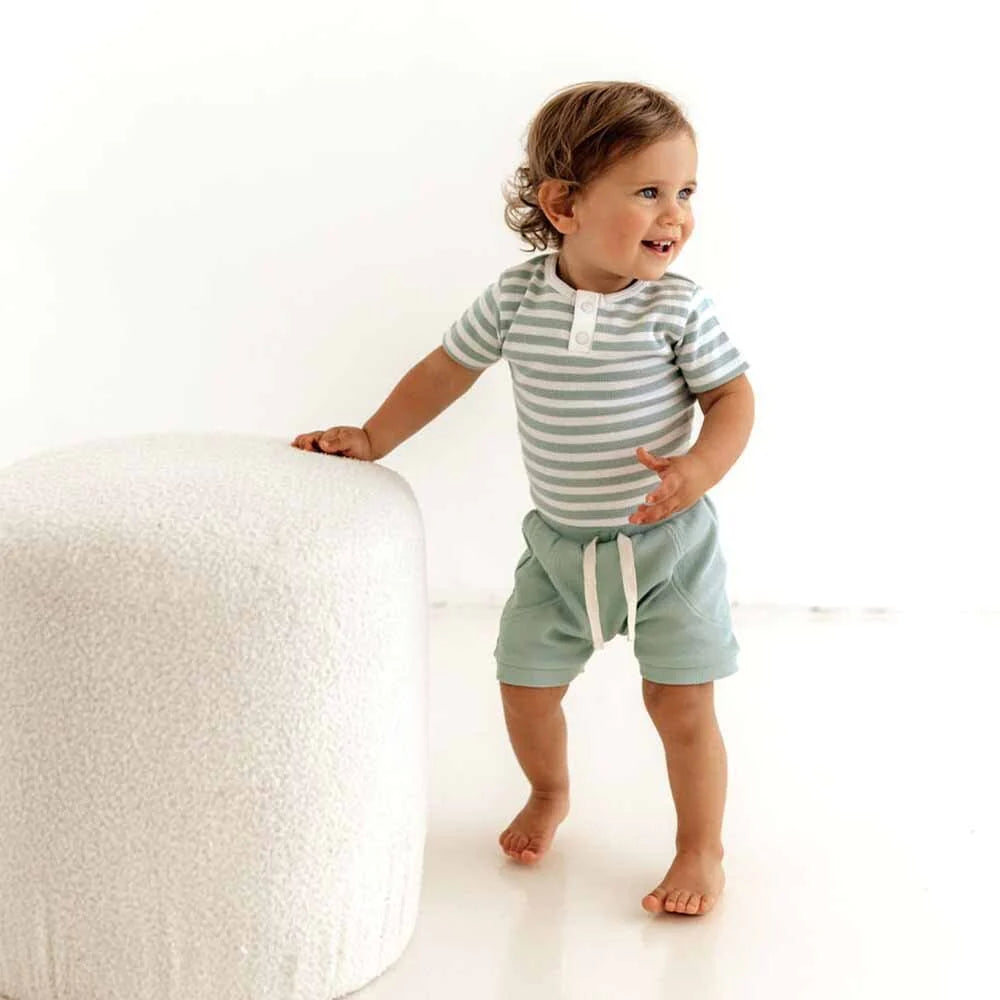 Snuggle Hunny Kids Sage Stripe Bodysuit