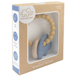 Living Textiles Silicone Elephant Teether with Beechwood Ring | Steel Blue