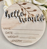 Timber Tinkers 3D Hello World Birth Announcement Plaque