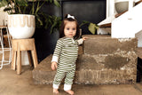 Snuggle Hunny Kids Organic Growsuit | Olive Stripe