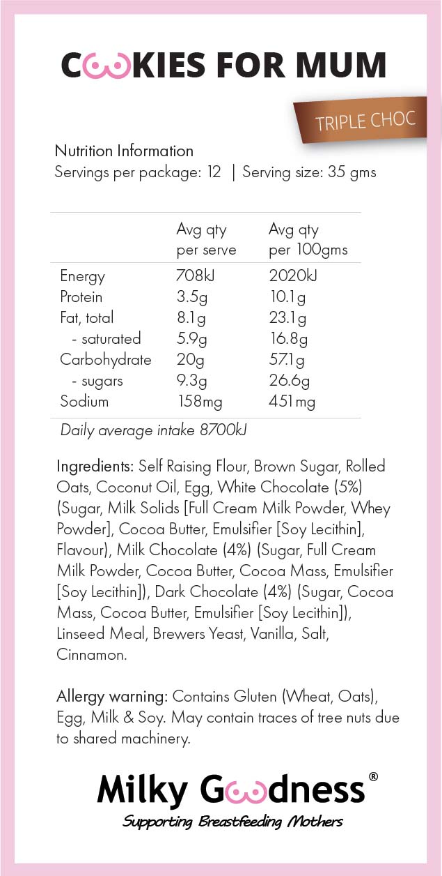 Milky Goodness Triple Choc Lactation Cookies